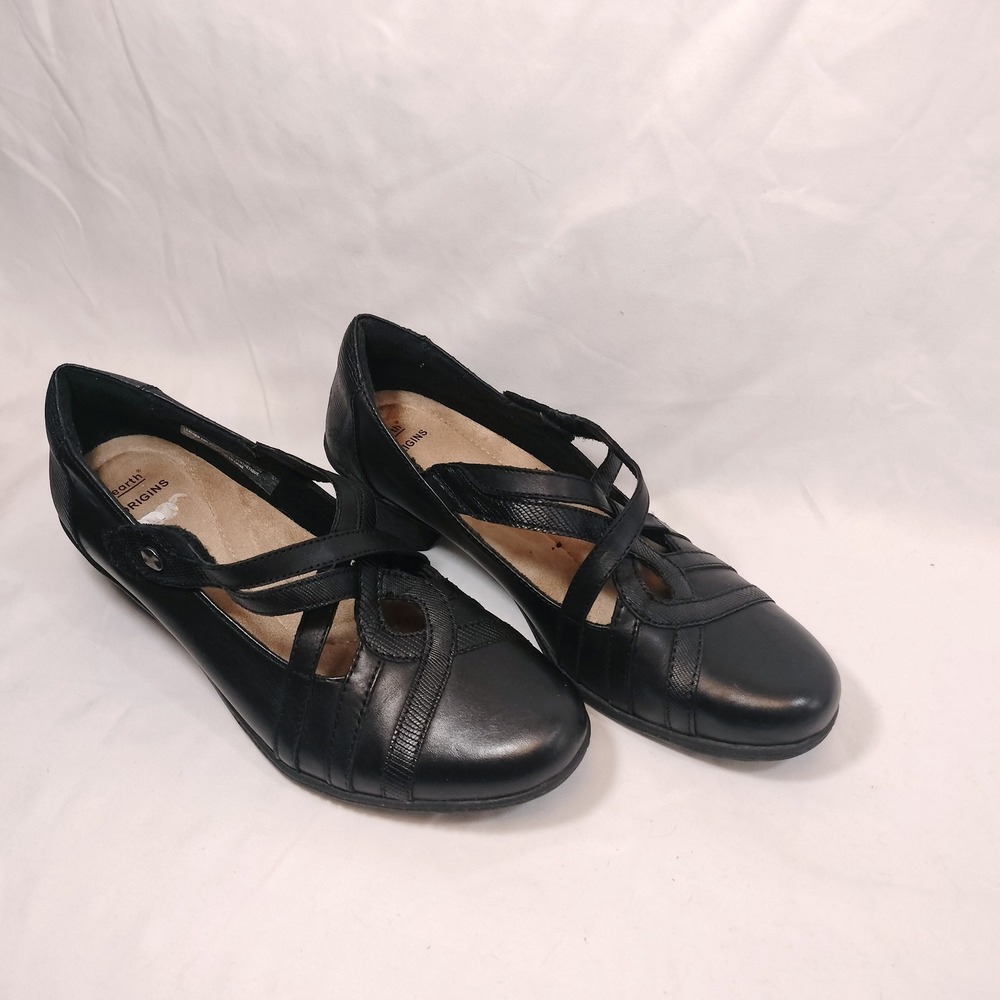 Earth Origins Marietta Macey Black Leather Mary Jane Pumps